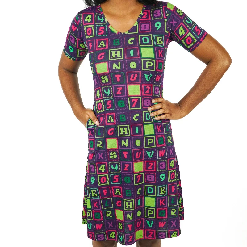 women's versatile dressesAlphanumeric A-Line Dress (No Waist Seam) [FINAL SALE]