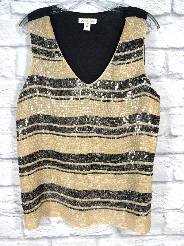 women's tops for those who want to create outfits that are both trendy and timelessBlack & Gold Top Sleeveless Coldwater Creek, Size Xl