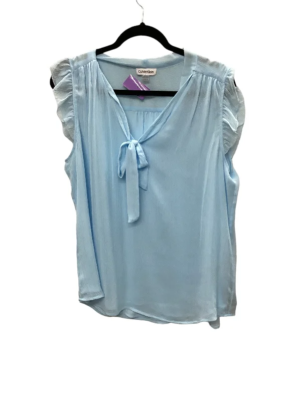 women's tops for those who want to stay warm and stylish during colder weatherBlue Top Sleeveless Calvin Klein, Size Xl