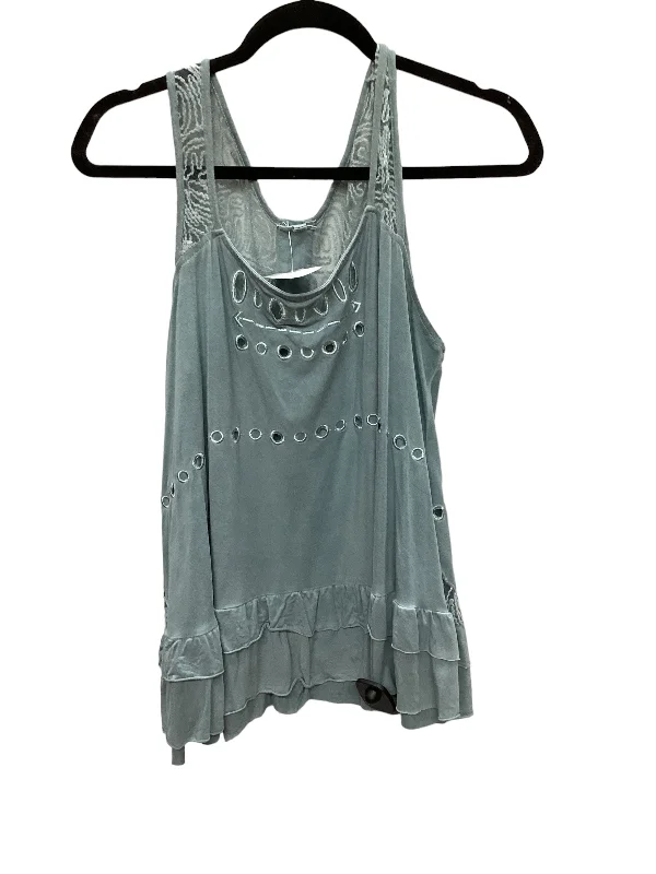 women's tops for those who refuse to compromise on styleBlue Top Sleeveless Pol, Size M