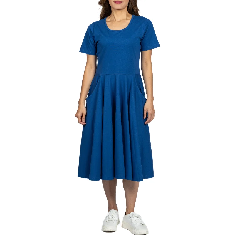 women's bell-sleeved dressesBlue Full Twirl Dress