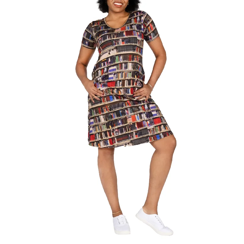 women's wrinkle-resistant dressesLibrary Shelves A-Line Dress (No Waist Seam)