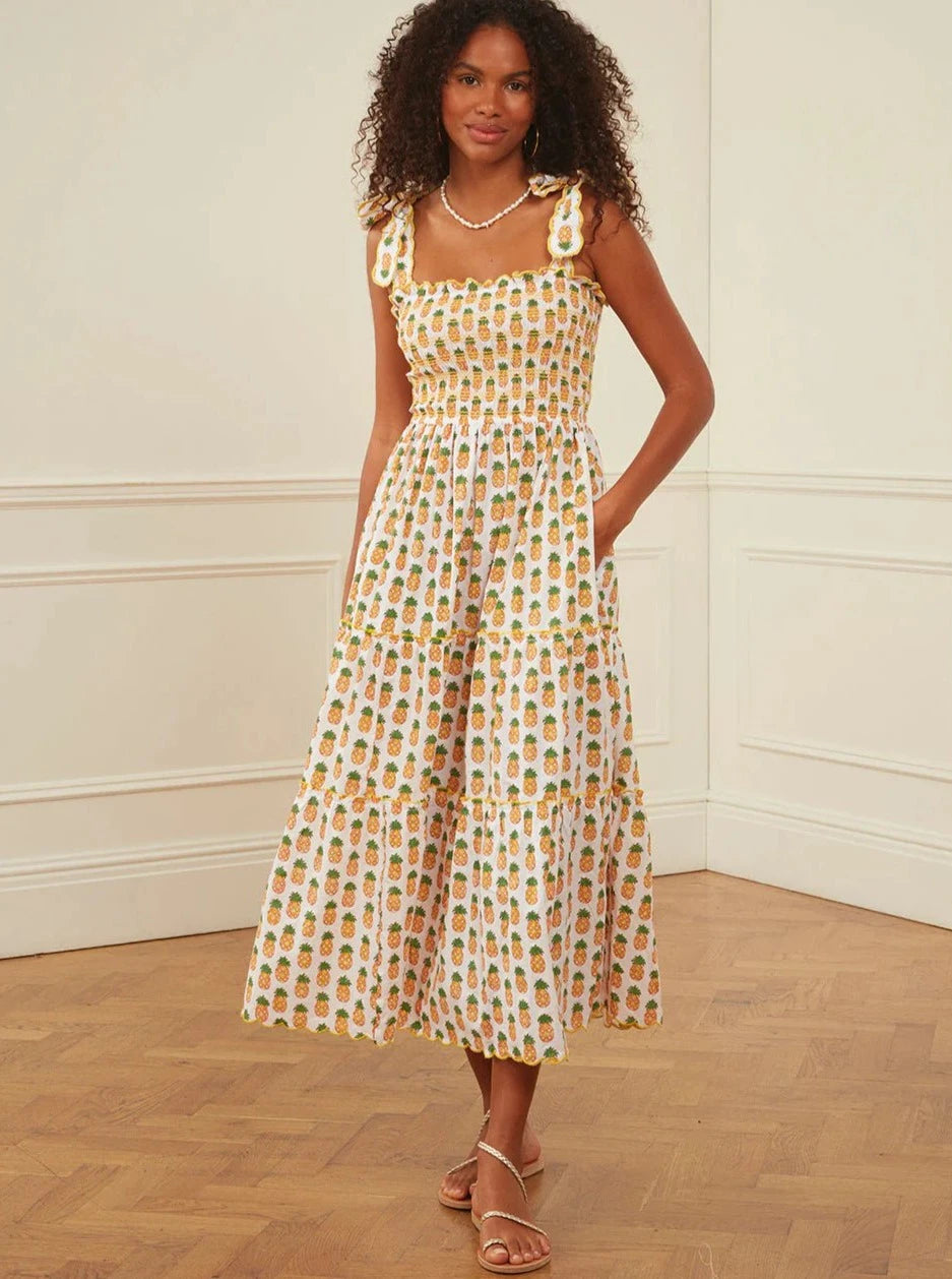 women's evening dressesMalaga Dress in Sunshine Pineapple