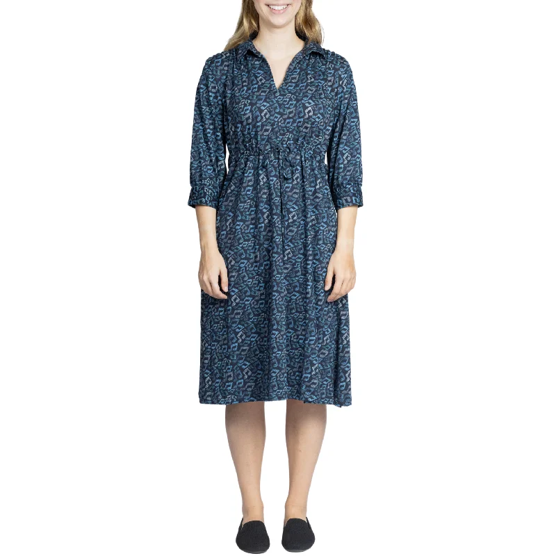 women's work dressesMusical Notes 3/4th Sleeves Drawstring Dress