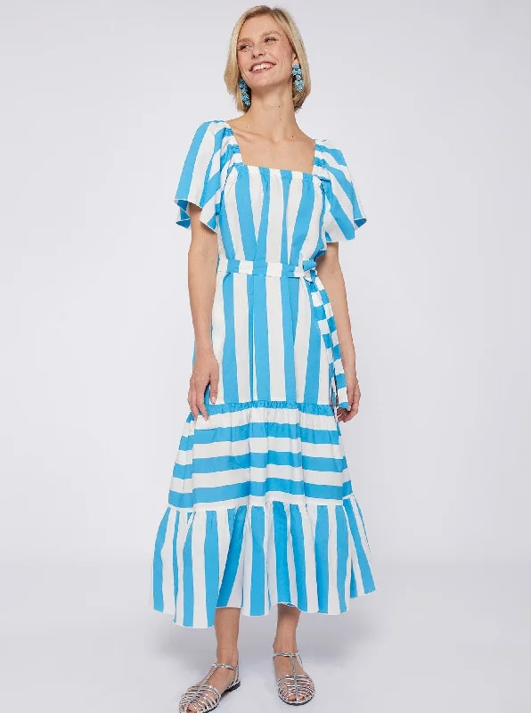 women's sleeveless dressesPalmira Dress in Turquoise Stripe