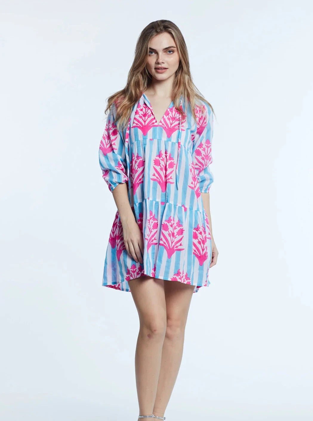 women's limited-edition dressesPriya Dress in Hot Pink & Cornflower Blue