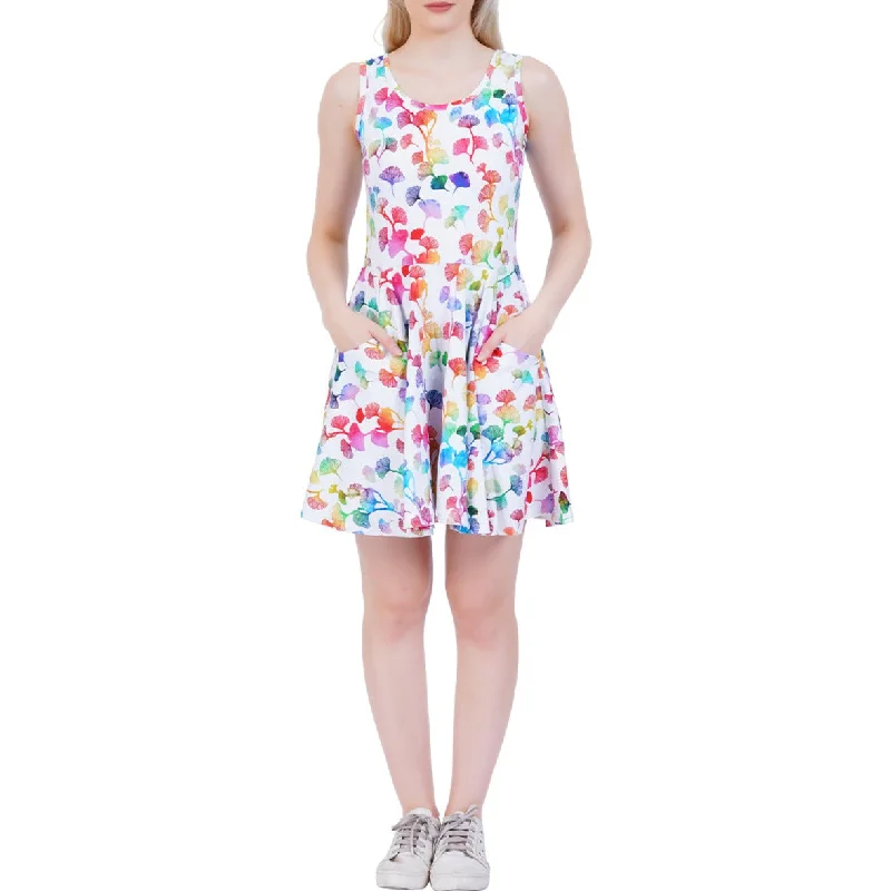 women's made-to-order dressesRainbow Ginkgo Leaves Skater Dress