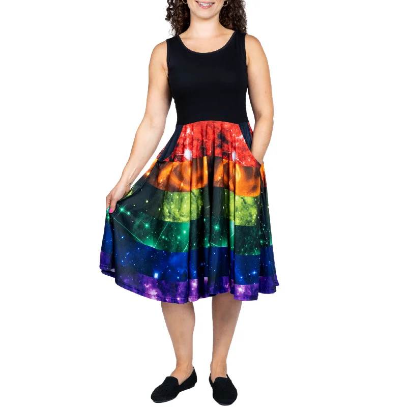 women's ethical fashion dressesRainbow Nebula Sleeveless Full Twirl Dress