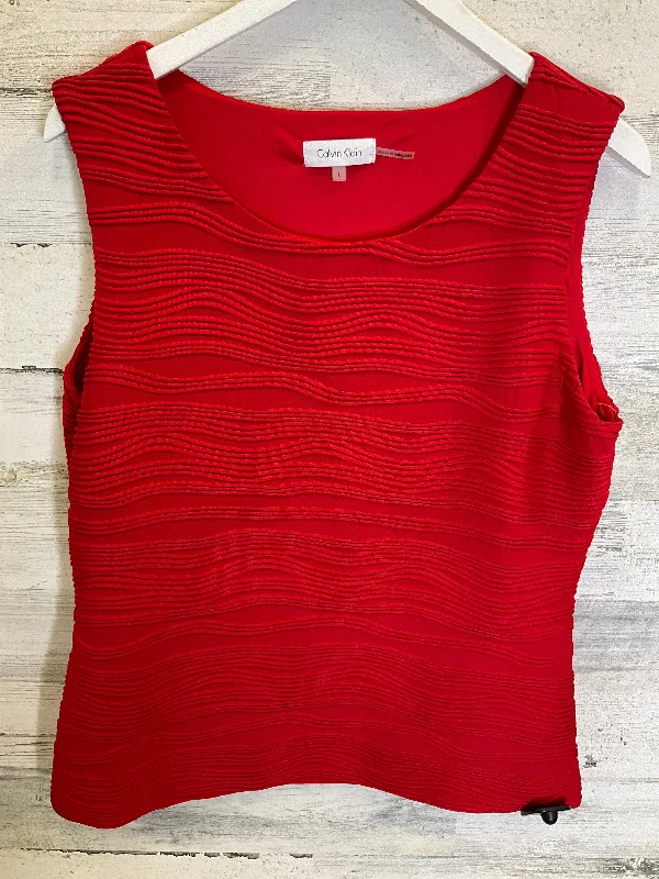 women's tops for those who want to create stylish and put-together outfits without spending a fortuneRed Top Sleeveless Calvin Klein, Size L