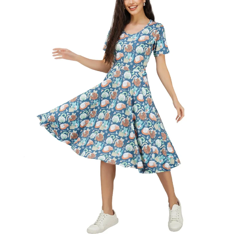 women's apple-shaped body dressesScience Cats Twirl Dress