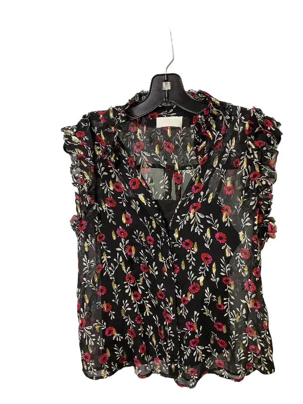 women's tops with flutter sleevesTop Sleeveless By Seven For All Mankind In Black Floral, Size: Xs