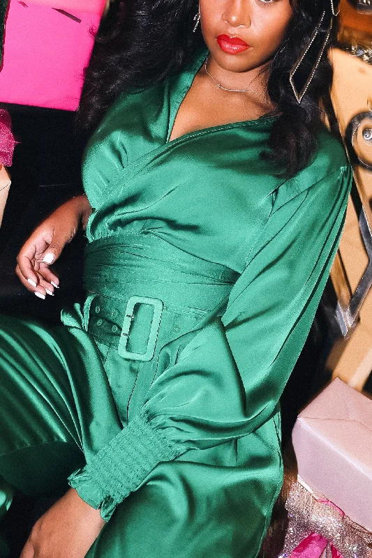 women's tops with cold-shoulder cutsZendaya Top in Emerald Satin