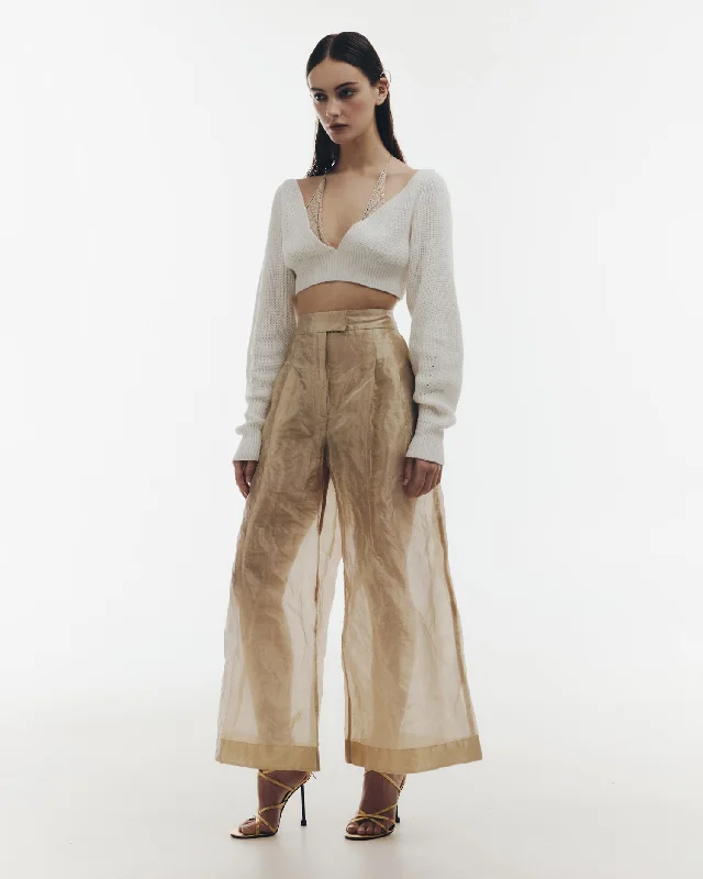 women's ripped pantsOro organza pants