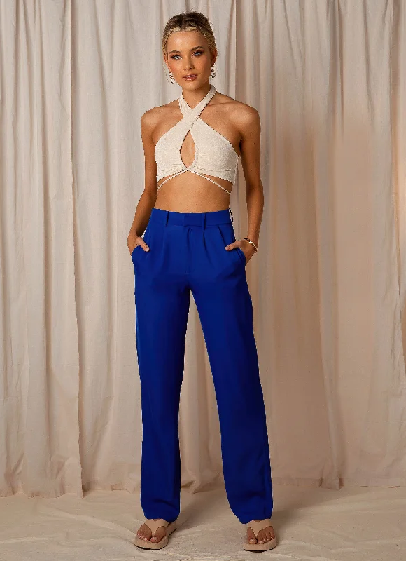 women's button-fly pantsSet The Tone Suit Pants  - Cobalt