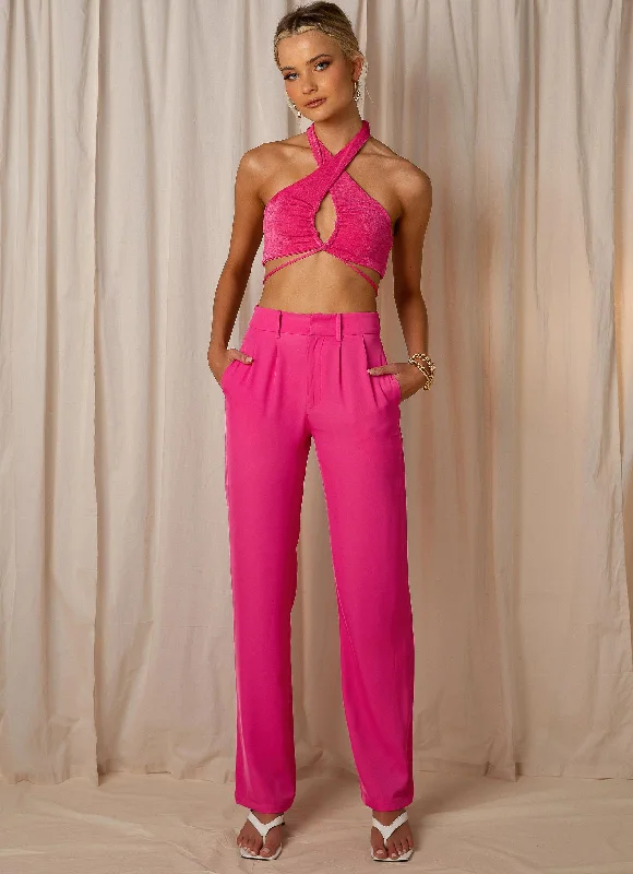 women's zipper pantsSet The Tone Suit Pants  - Magenta