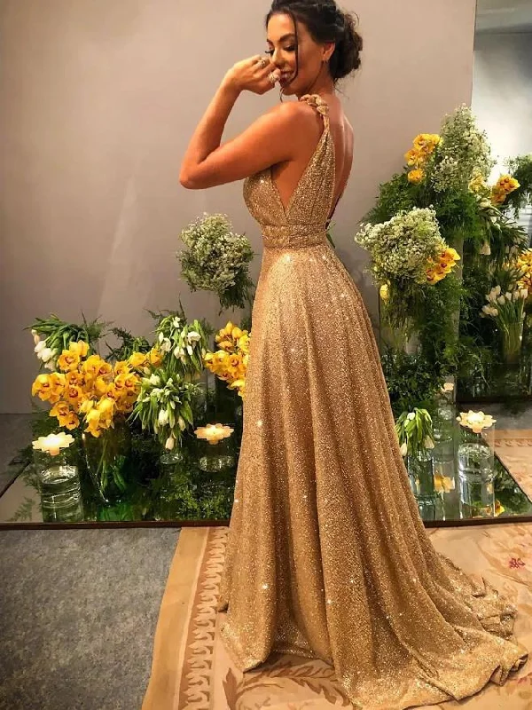 flowy prom dressesA-Line Prom Dresses Luxurious Dress Homecoming Sweep / Brush Train Sleeveless Spaghetti Strap Stretch Satin Backless with Sequin