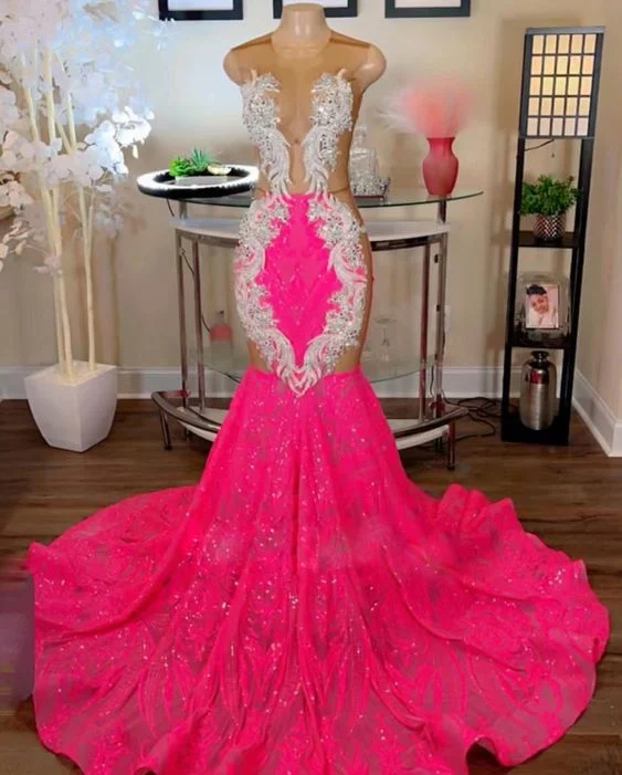 prom dresses with beaded accentsCustom Prom Dresses, Prom Dresses, Sparkly Prom Dresses, Pink Prom Dresses, Beaded Applique Prom Dresses, Illusion O Neck Formal Dresses