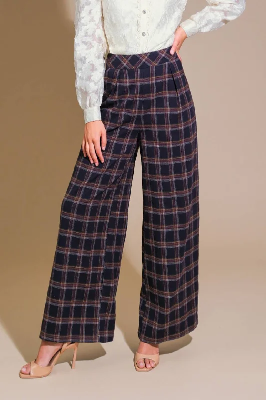 women's designer pantsCAN'T FORGET WOVEN PLAID PANTS