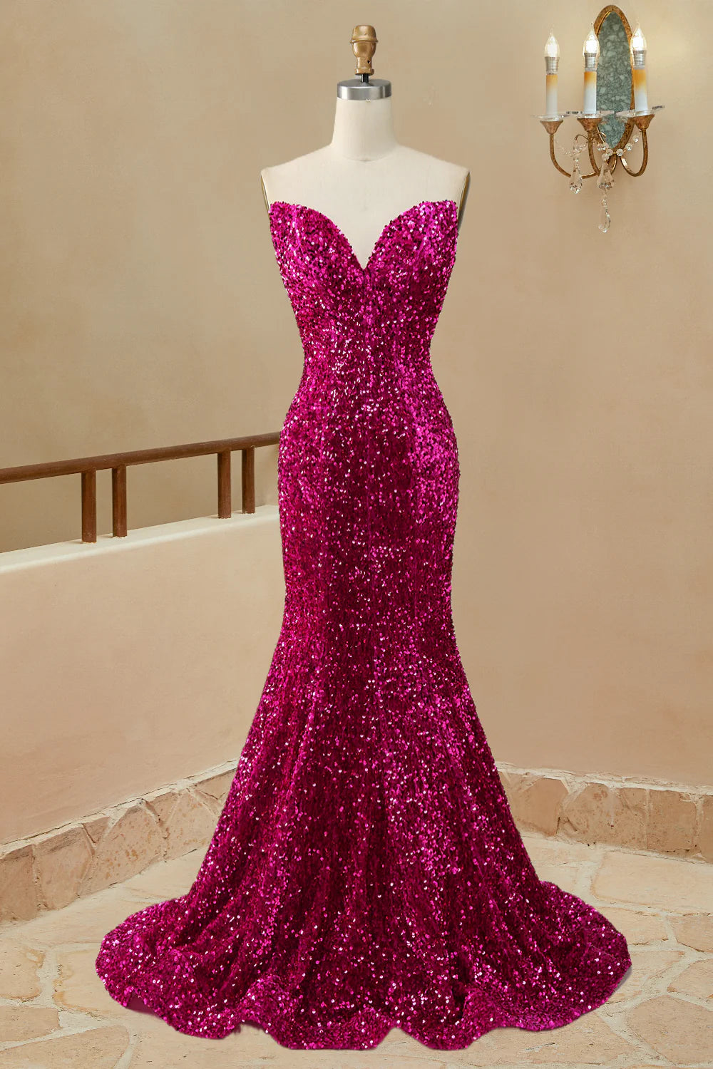 mermaid prom dressesMermaid Sequins Strapless Prom Dresses