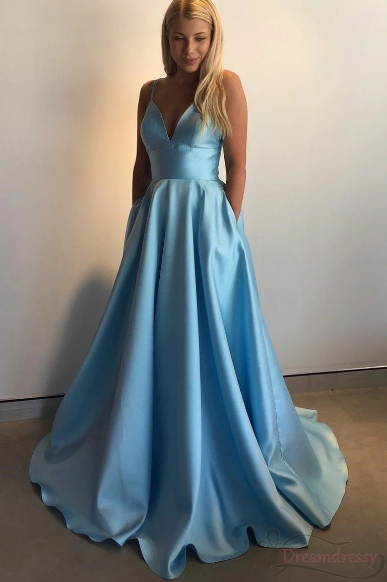 prom dress alterationsProm Dresses A-line Spaghetti Straps Long  With Pocket