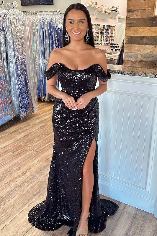 empire waist prom dressesProm Dresses  Sexy Leg Slit Long Off-the-Shoulder Sweetheart Mermaid