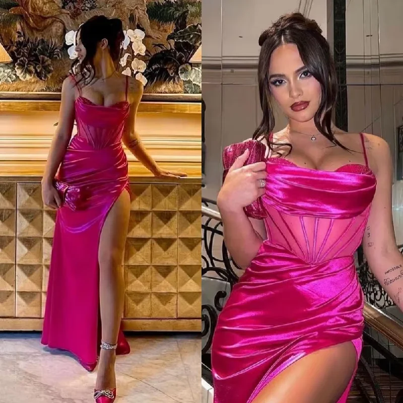 halter prom dressesProm Dresses Simple Exquisite Strapless Mermaid Draped Satin Formal Occasion Gown matric formal farewell dresses 2024