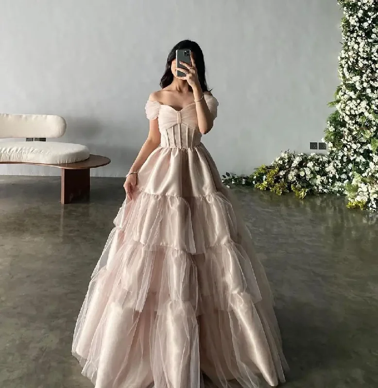 prom dresses for winterRomantic Prom Dresses 2024 Off-Shoulder A-Line Floor-Length Princess Customized Formal Occasion Dresses Vestidos De Graduación