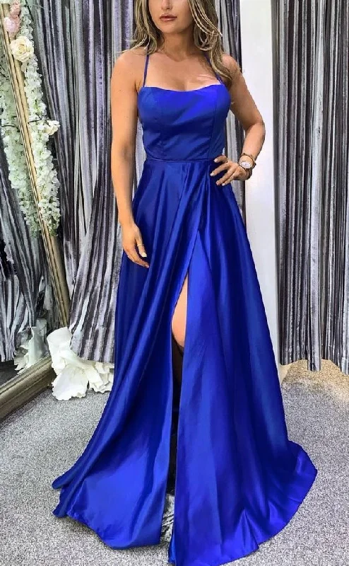 chiffon prom dressesSimple Long Prom Dresses with Slit,Winter Formal Dresses