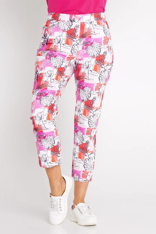 women's reversible pants7/8 Stretch Pocket Pants - Keyline Floral Print