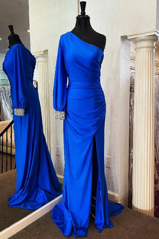 gown dress budget-friendly optionsRoyal Blue One- Shoulder Mermaid Long Formal Dress