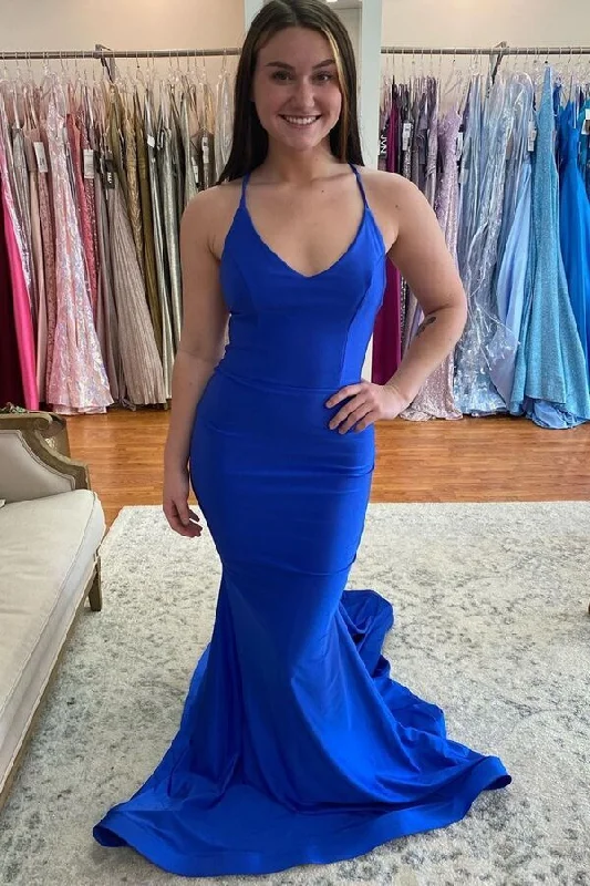 mother of the bride gown dressesSimple Royal Blue Mermaid Long Formal Dress