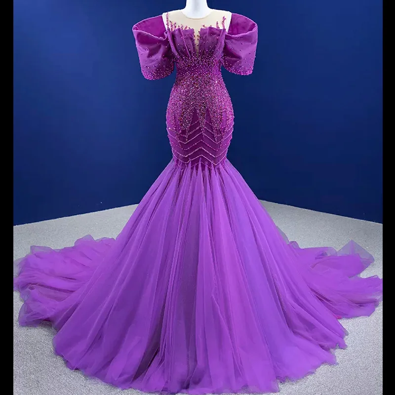 cocktail gown dressesVintage Magenta Mermaid Formal Dresses Purple Pageant Dress