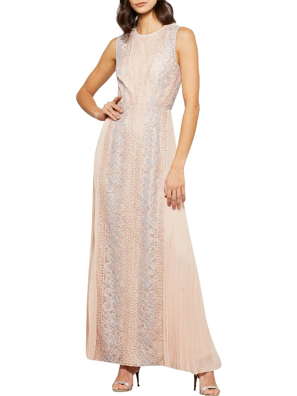 beaded gown dressesWomens Lace Illusion Formal Dress