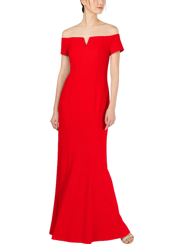 embroidered gown dressesWomens Off-The-Shoulder Long Formal Dress