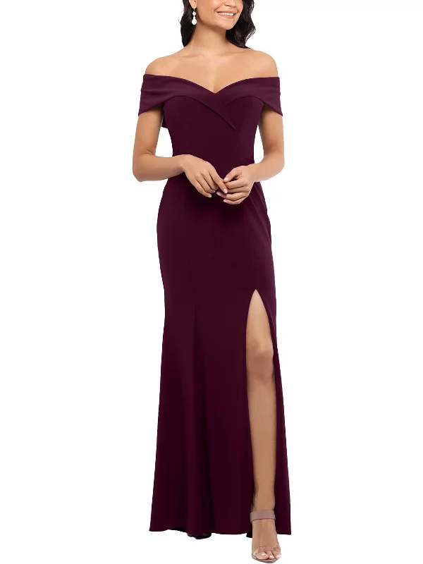 off-the-shoulder gown dressesWomens Off-The-Shoulder Sheath Formal Dress